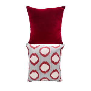 C112 CUSCINO DECORATIVO ARTIGIANALE IN VELLUTO E SETA DOUBLE-FACE PATTERN GEOMETRICI E TEXTURE A CONTRASTO