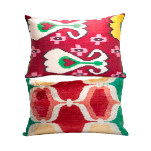 C129 CUSCINO IKAT DOUBLE-FACE IN VELLUTO E SETA 100%