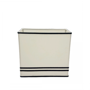 P129 PARALUME RETTANGOLARE IN COTONE BIANCO E PASSAMANERIA NERA