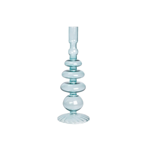PORTA CANDELA IN VETRO BOROSILICATO COLOR VERDE ACQUA